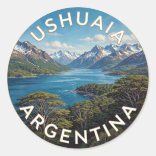 Ushuaia Argentina Beagle Channel Landscape Classic Round Sticker