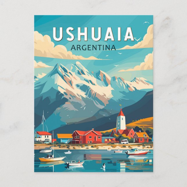 Ushuaia Argentina Travel Art Vintage Postcard (Front)