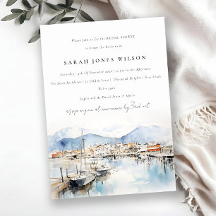 Ushuaia Argentina Watercolor Scape Bridal Shower Invitation