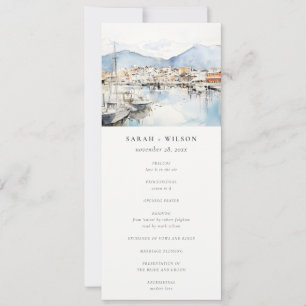 Ushuaia, Argentina Watercolor Scape Wedding Menu Invitation