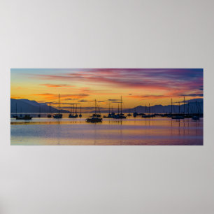 Ushuaia port sunset landscape scene poster