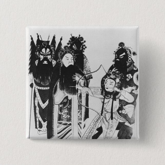 Using a bow at the gate of Yven 15 Cm Square Badge (Front)