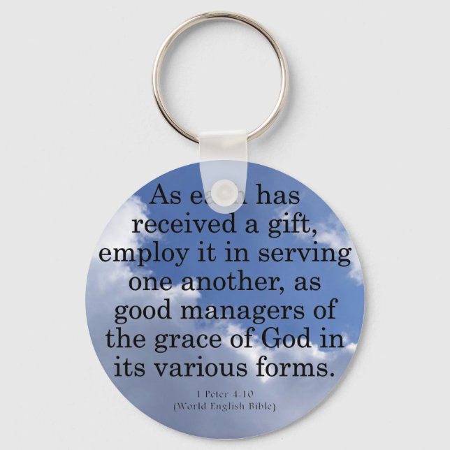 Using Gifts from God 1 Peter 4:10 Key Ring (Front)