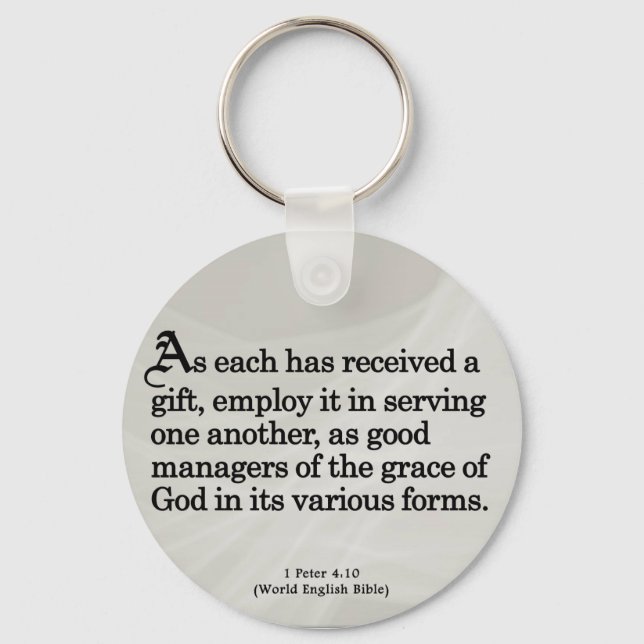 Using Gifts from God 1 Peter 4:10 Key Ring (Front)