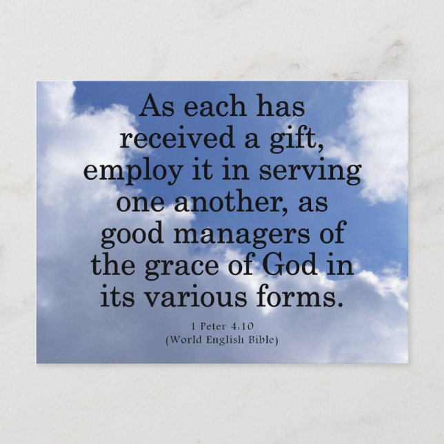 Using Gifts from God 1 Peter 4:10 Postcard (Front)