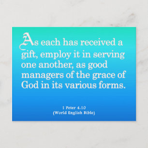 Using Gifts from God 1 Peter 4:10 Postcard