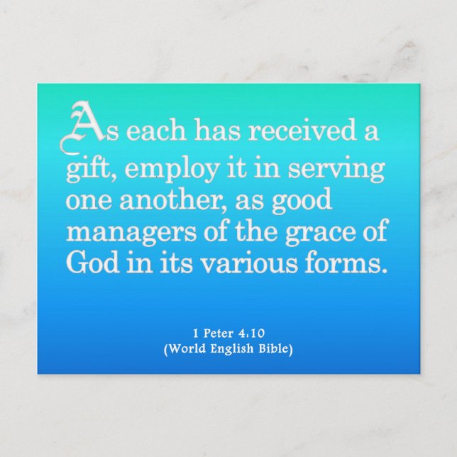 Using Gifts from God 1 Peter 4:10 Postcard (Front)