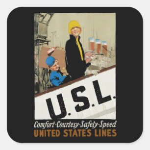 USL ~ Ocean Liner Fashion Square Sticker