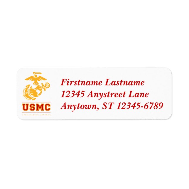 USMC Afghanistan Veteran Return Address Label (Front)