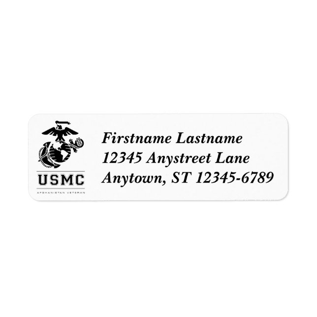 USMC Afghanistan Veteran Return Address Label (Front)