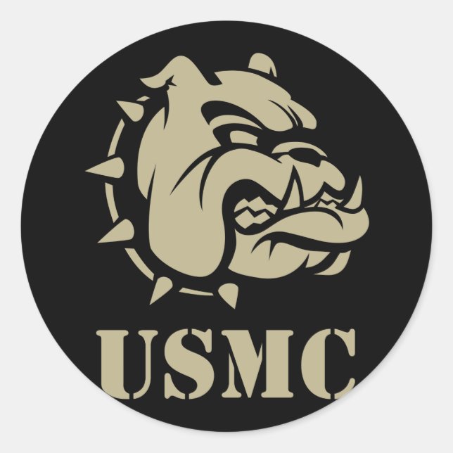 USMC Dog Classic Round Sticker (Front)