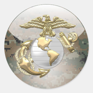 USMC Eagle, Globe & Anchor (EGA) [3D] Classic Round Sticker