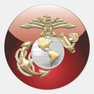 USMC Eagle, Globe & Anchor (EGA) [3D] Classic Round Sticker