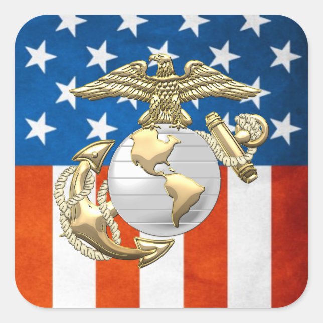 USMC Eagle, Globe & Anchor (EGA) [3D] Square Sticker (Front)