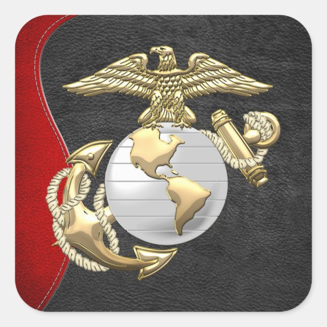 USMC Eagle, Globe & Anchor (EGA) [3D] Square Sticker (Front)