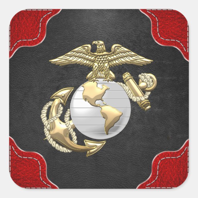 USMC Eagle, Globe & Anchor (EGA) [3D] Square Sticker (Front)