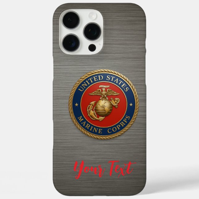 USMC EGA Brushed Metal Style  Case-Mate iPhone Case (Back)
