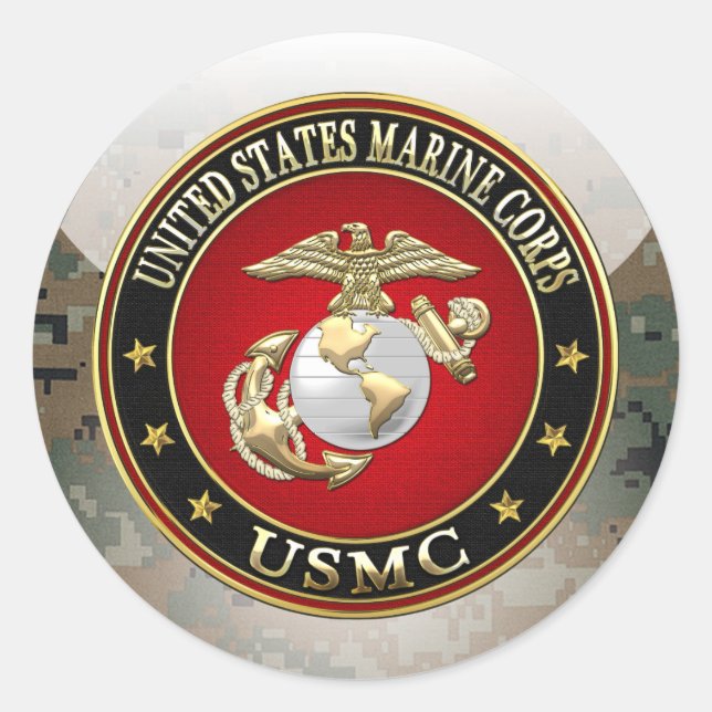 USMC EGA [Special Edition] [3D] Classic Round Sticker (Front)