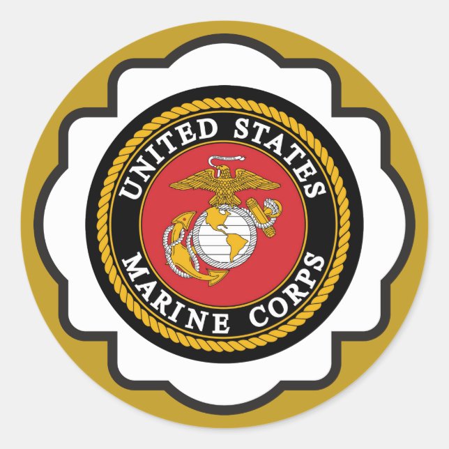 USMC Emblem Classic Round Sticker (Front)