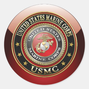 USMC Emblem [Special Edition] [3D] Classic Round Sticker