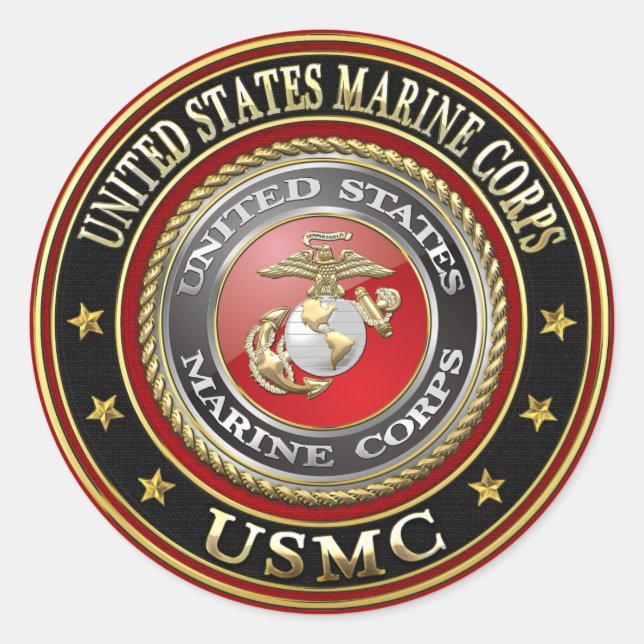 USMC Emblem [Special Edition] [3D] Classic Round Sticker (Front)