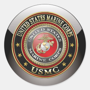 USMC Emblem [Special Edition] [3D] Classic Round Sticker