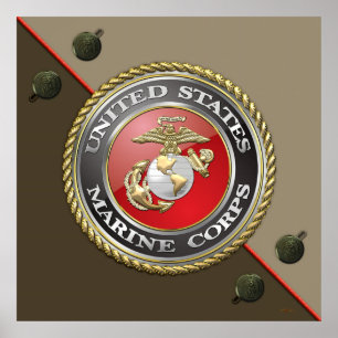USMC Emblem & Uniform [3D] Poster