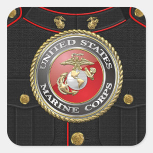 USMC Emblem & Uniform [3D] Square Sticker