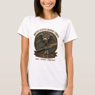 USMC First to Fight Eagle and Combat Knife Women's T-Shirt