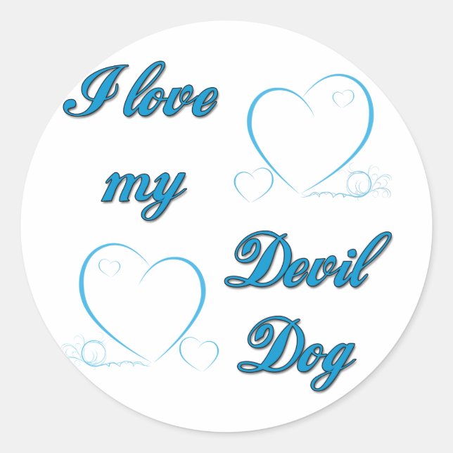 USMC I Love My Devil Dog Classic Round Sticker (Front)