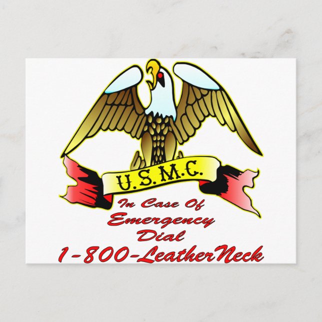 USMC In Case Of Emergency Dial 1-800-LeatherNeck Postcard (Front)