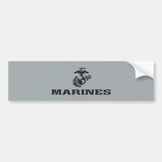 USMC Logo Stacked Black Logo Bumper Sticker (Front)