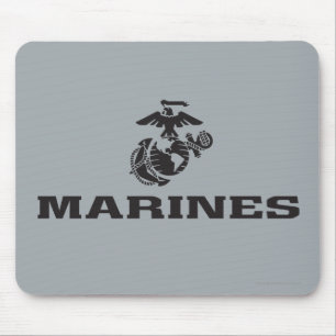 USMC Logo Stacked Black Logo Mouse Pad