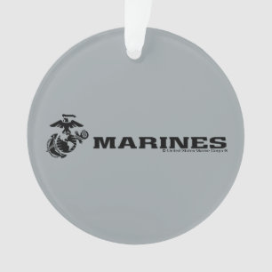 USMC Logo Stacked Black Logo Ornament