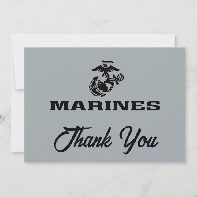 USMC Logo Stacked Black Logo Thank You Card (Front)