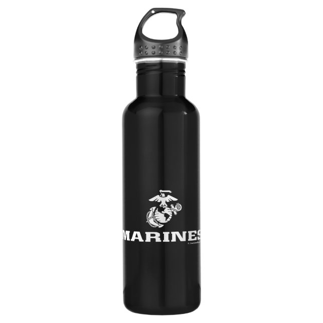 USMC Logo Stacked - White 710 Ml Water Bottle (Front)