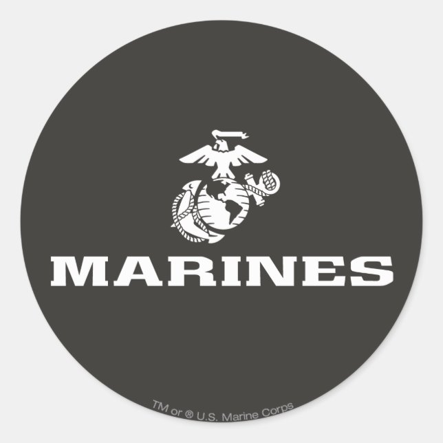 USMC Logo Stacked - White Classic Round Sticker (Front)