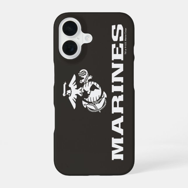 USMC Logo Stacked - White iPhone 16 Case (Back)