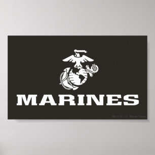 USMC Logo Stacked - White Poster