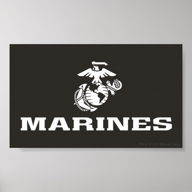 USMC Logo Stacked - White Poster (Front)