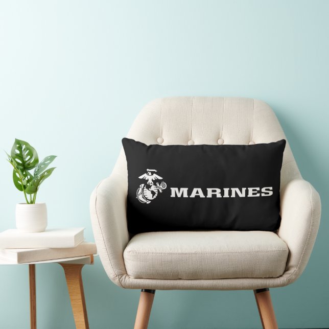 USMC Logo - White Lumbar Cushion (Chair)