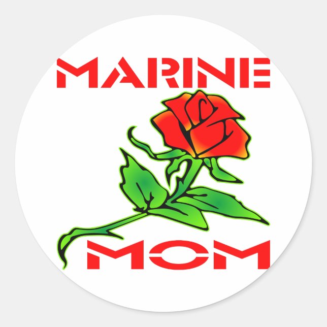 USMC Marine Mum Rose Classic Round Sticker (Front)