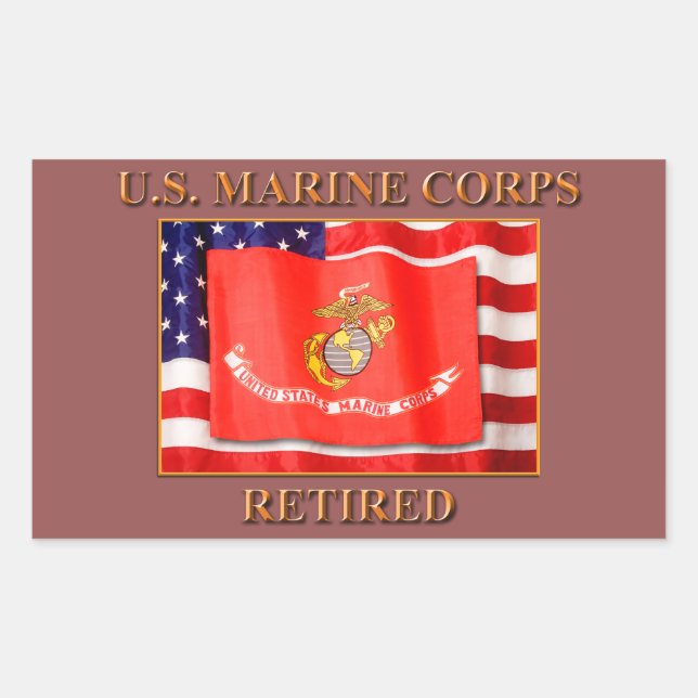 USMC Retired Rectangle Stickers (Front)