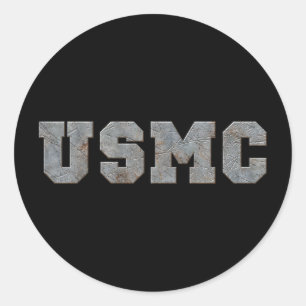 USMC [rusty text] Classic Round Sticker