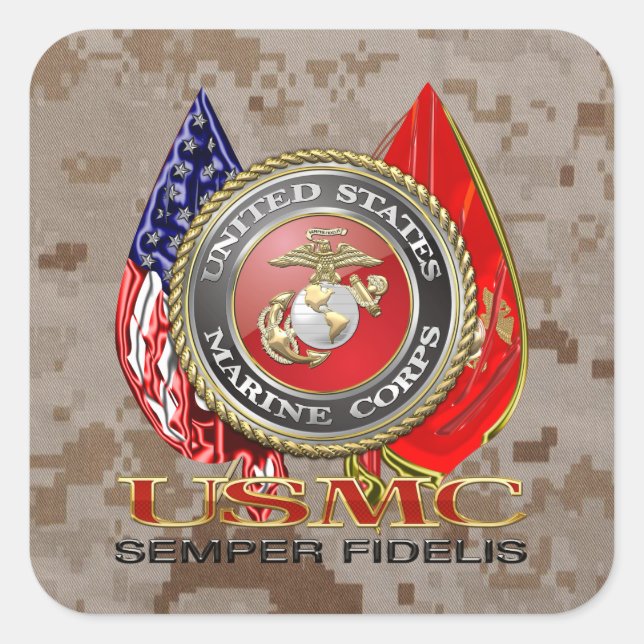 USMC Semper Fi [Special Edition] [3D] Square Sticker (Front)