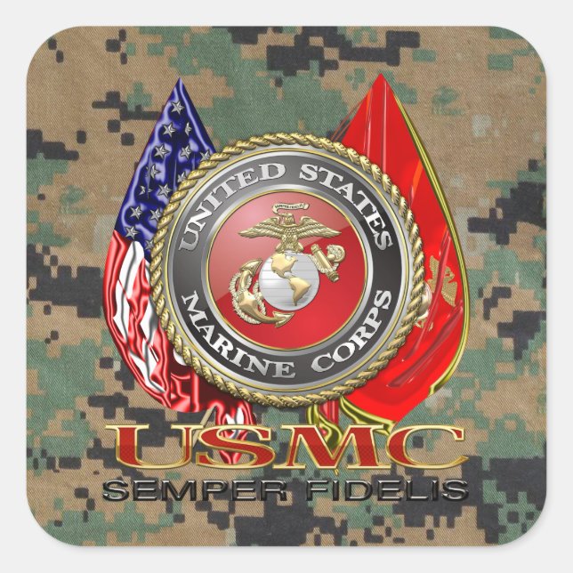 USMC Semper Fi [Special Edition] [3D] Square Sticker (Front)