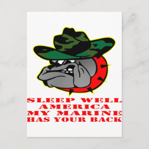 USMC Sleep Well America My Marine Has Your Back Postcard