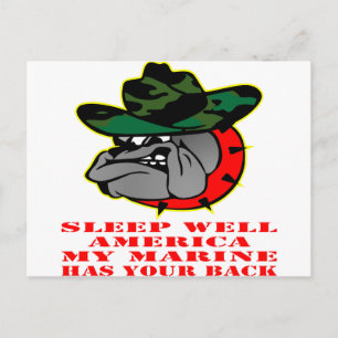 USMC Sleep Well America My Marine Has Your Back Postcard