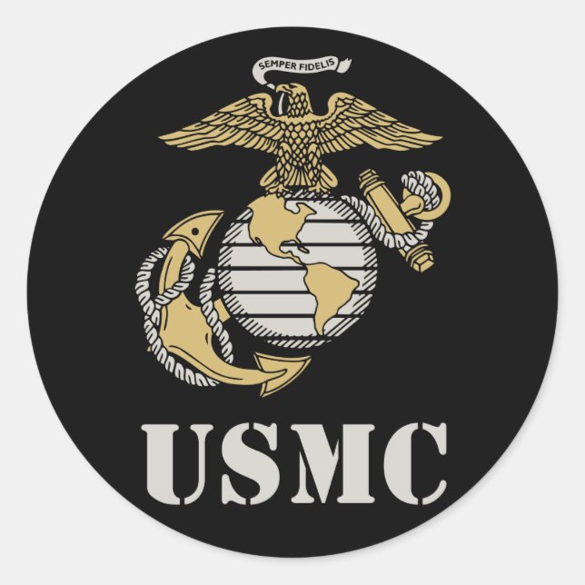USMC [stencil] Classic Round Sticker (Front)