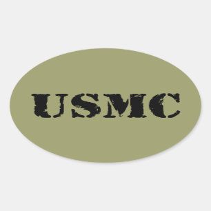 USMC [stencil text] Oval Sticker